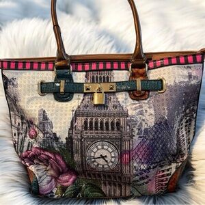 NWT DS Bags Large Studded Big Ben Floral Tote